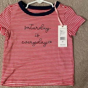 Vineyard Vines Toddler Girl red and navy t shirt